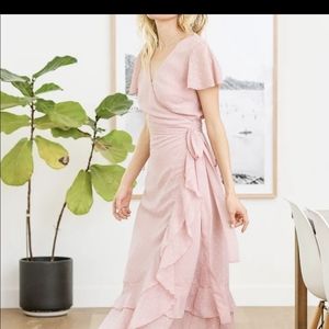 Lulu's Midi Blush Wrap Dress